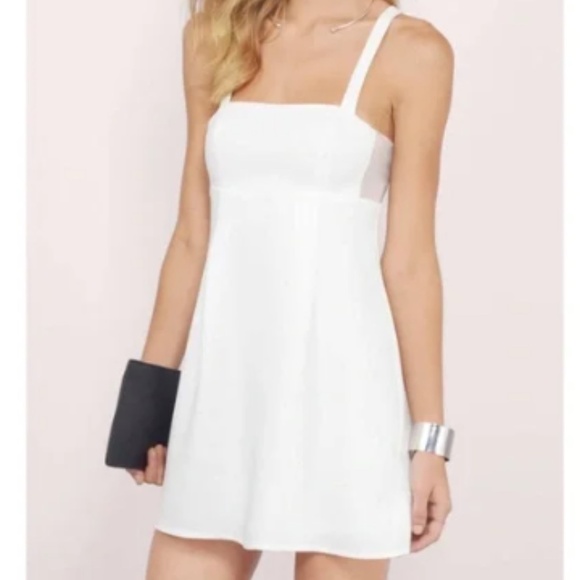 Tobi "NEW" White Key To My Heart Romantic Mesh Preppy Mini Dress Size S - Picture 1 of 12